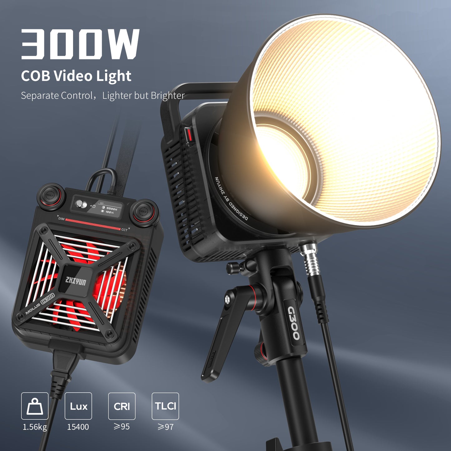 ZHIYUN MOLUS G300 300W COB ビデオライト