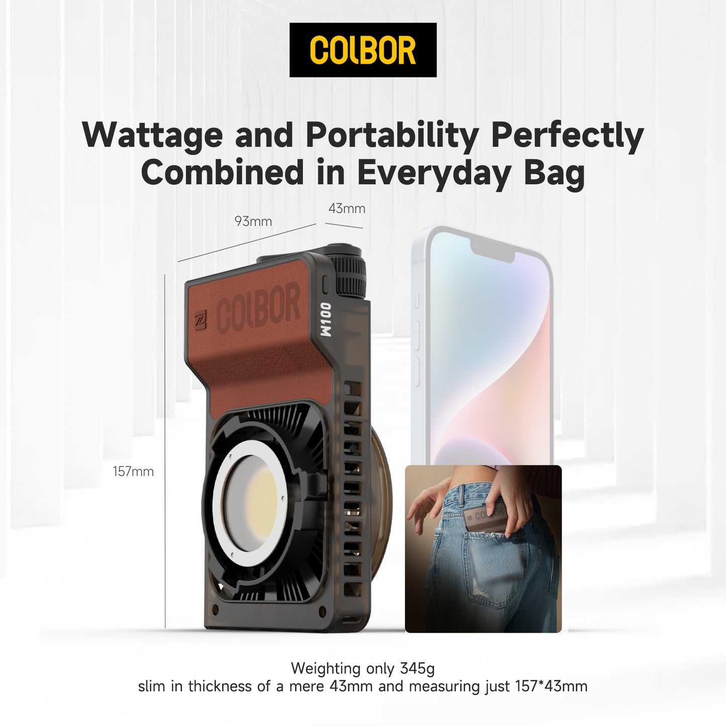 Colbor W100 100W 2700K-6500K Bi-Color Portable LED Video Light for Filmmaking - Vitopal