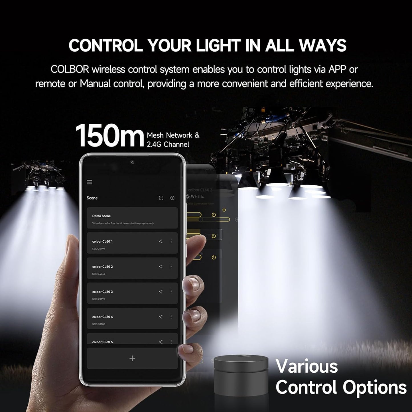 Colbor CL220R RGB 写真照明、220W COB LED ビデオライト