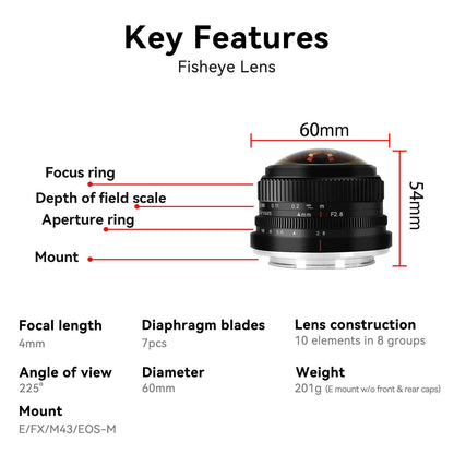 7Artisans 4mm F2.8 Circular Fisheye Lens - Vitopal