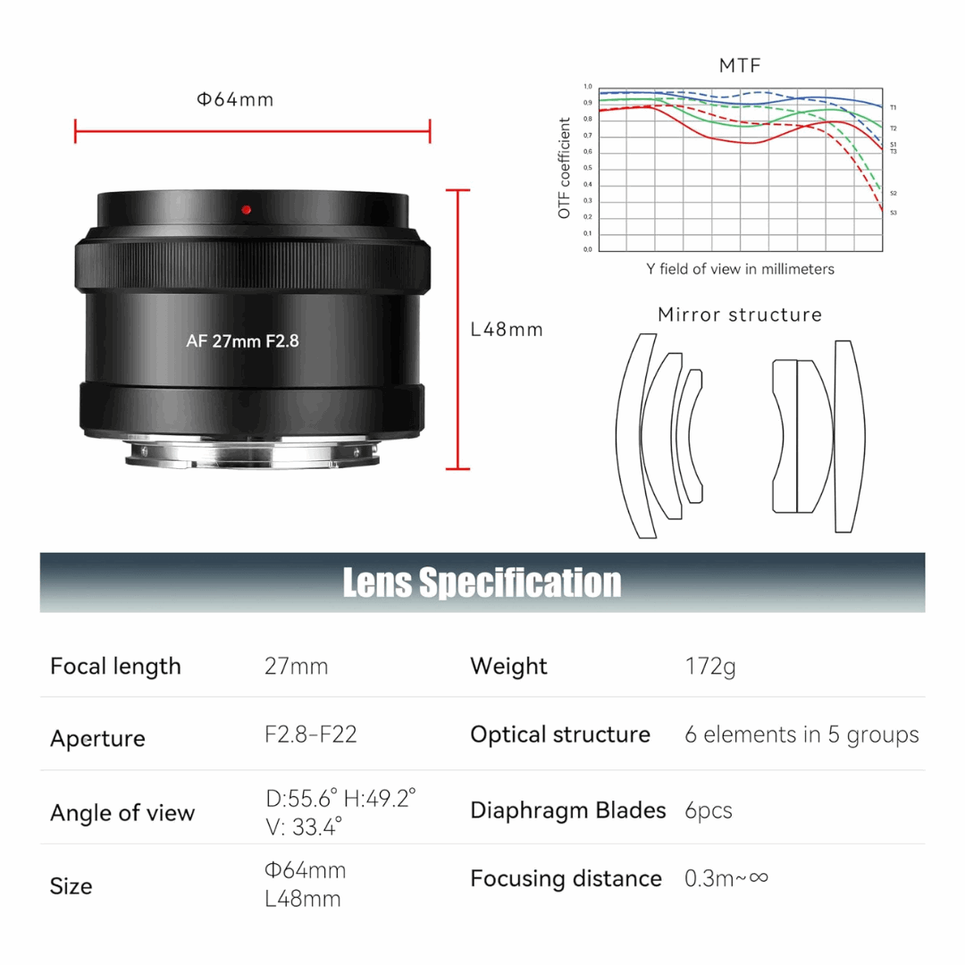 7Artisans AF 27mm F2.8 APS-C Large Aperture Prime Lens - Vitopal