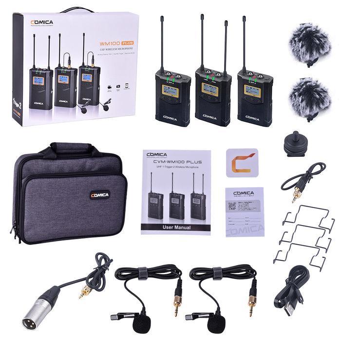 Comica CVM-WM100 Plus UHF 48-Channel Wireless Dual Lavalier Microphone