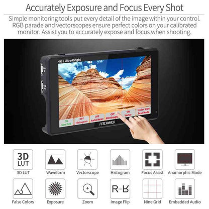 Feelworld LUT6 6 Inch 2600Nits HDR/3D Lut Touchscreen DSLR Camera Field Monitor - Vitopal