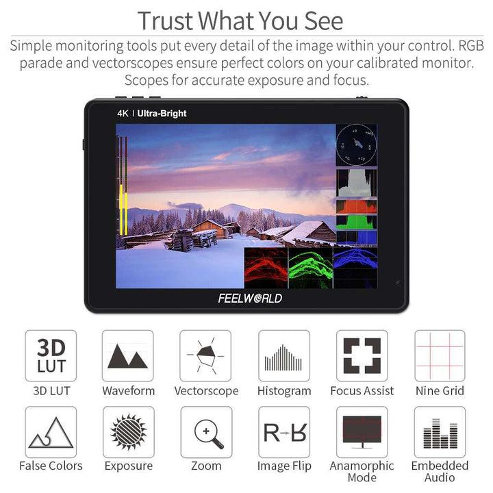 FEELWORLD LUT5 5.5 inch Ultra High Bright 3000nit Touch Screen DSLR Camera  Field Monitor (Black)