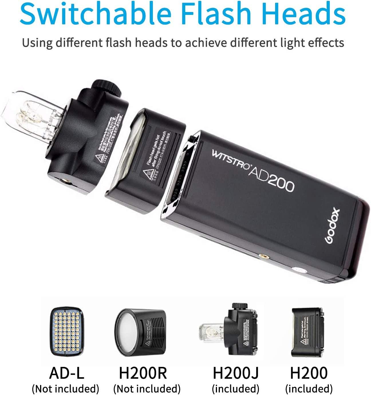 Godox AD200 Pro AD200Pro Flash Strobe Monolight, TTL Pocket Flash  Speedlite, 2.4G 200W 1/8000s HSS 2900mAh Li-ion Battery, 500 Full Power  Flashes with