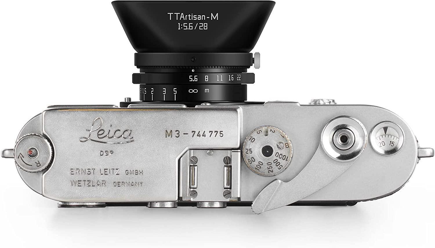 TTArtisan M 28 mm F5.6 Lente de enfoque manual de fotograma completo para  Leica M (latón negro)